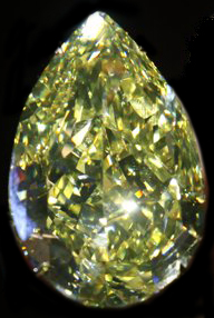 A 110 carat yellow diamond named the Cora Sun-Drop and was offered for sale at an auction on November 15, 2011 by Sothebys Magnificent Jewels in Geneva, Switzerland